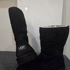 UGG Australia Worn ONCE Black Suede Sherling INNER Excellent Condition Size 5